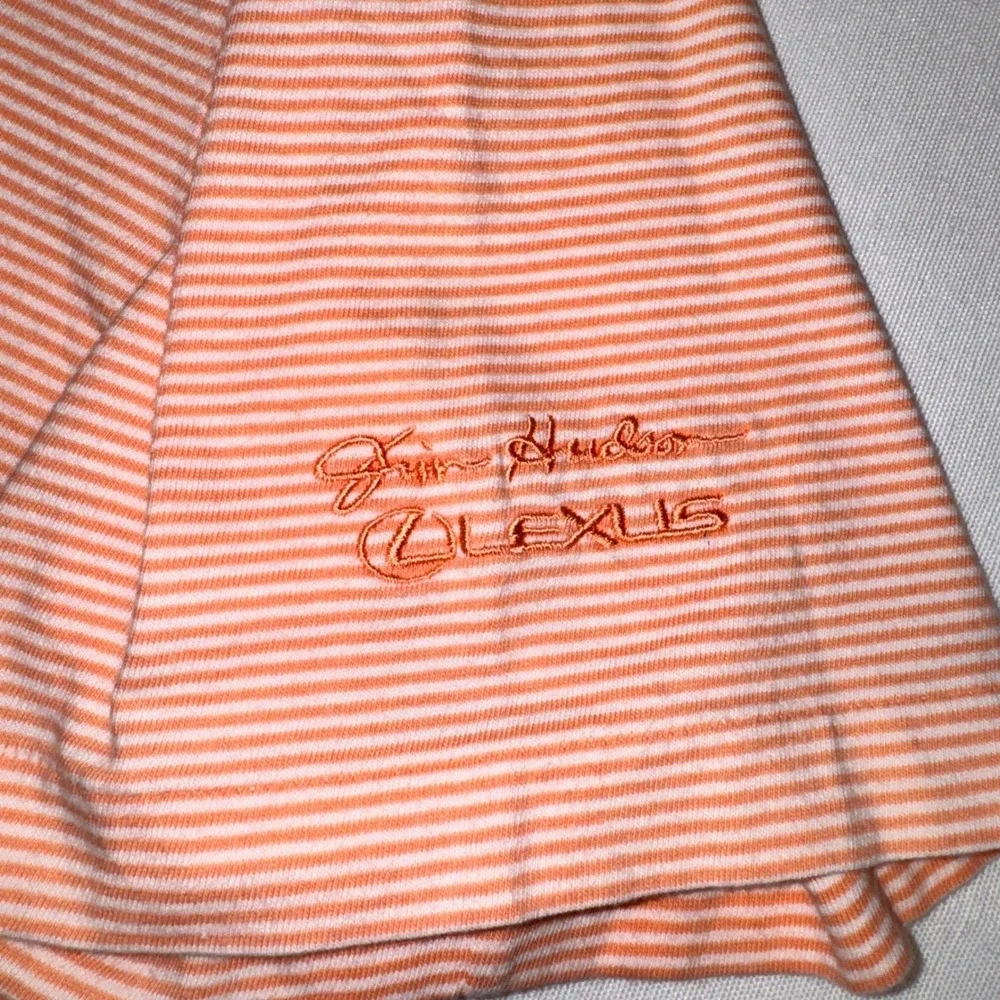 Polo Golf Ralph‎ Lauren Mens XL Orange White Striped Jim Hudson Lexus Polo Shirt
